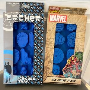 Set of 2 Silicone Mold Ice Cube Trays, Archer and Hulk Iron Man Captain America